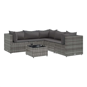Afuera Living Contemporary Synthetic Poly Rattan  Medium Lounge Set in Gray