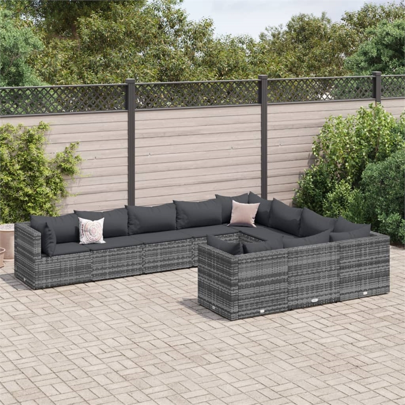 Afuera Living Contemporary 10 Piece Steel Large Patio Sofa Set in Gray