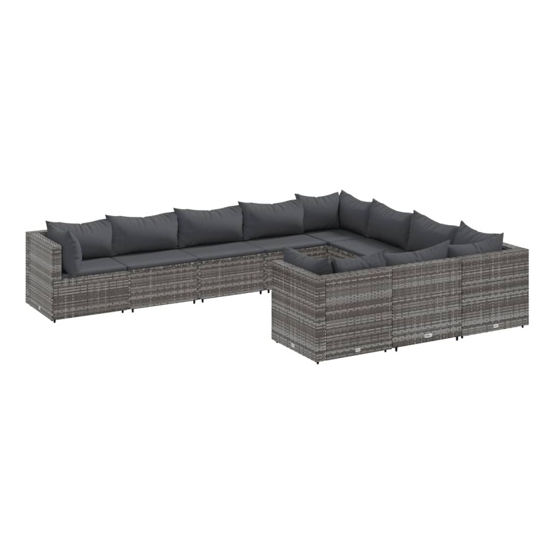 Afuera Living Contemporary 10 Piece Steel Large Patio Sofa Set in Gray
