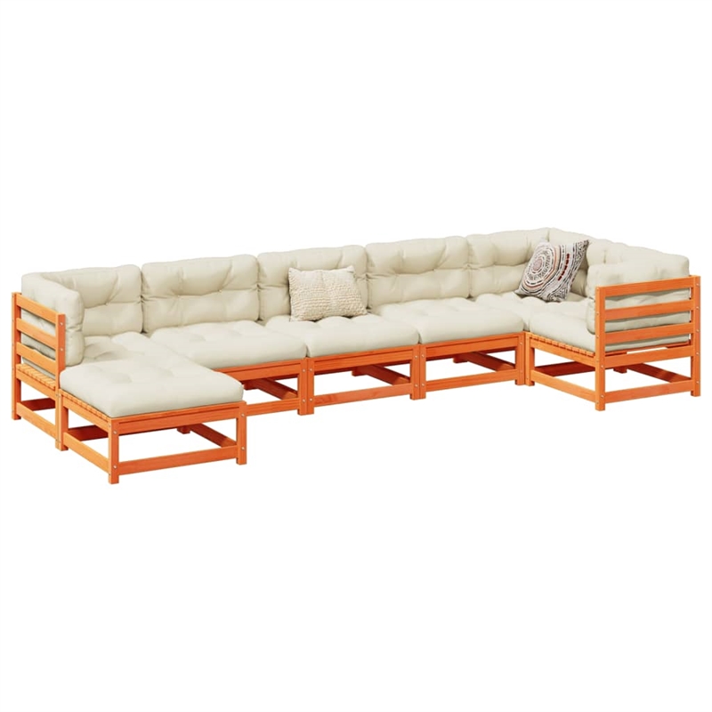 Afuera Living Contemporary 7 Piece Wood Large Sofa Set in Brown