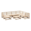 Afuera Living Contemporary Durable 8 Piece Wood Sofa Set in Natural