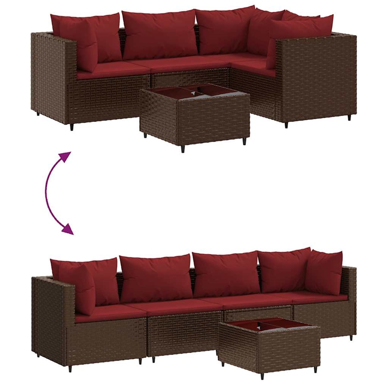 Afuera Living Contemporary 5 Piece Steel Lounge Set in Brown