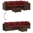 Afuera Living Contemporary 5 Piece Steel Lounge Set in Brown