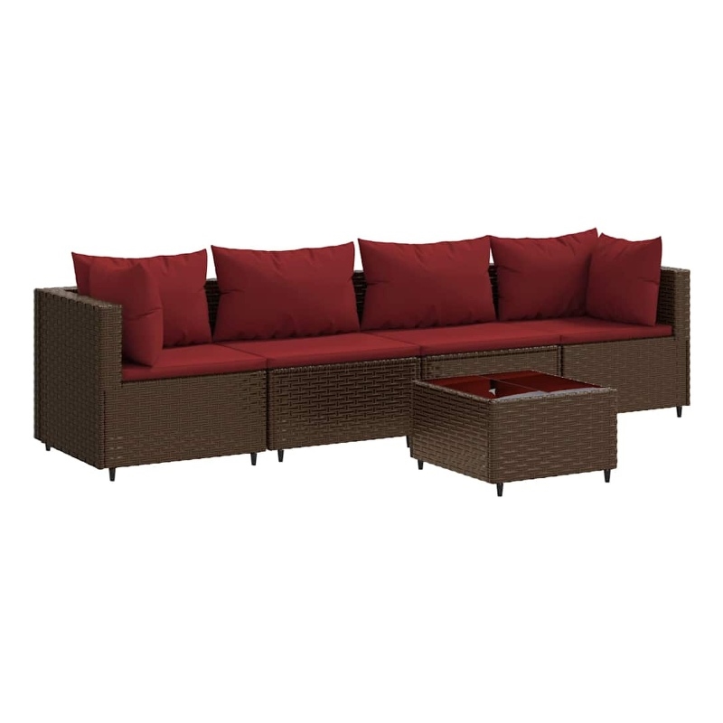 Afuera Living Contemporary 5 Piece Steel Lounge Set in Brown