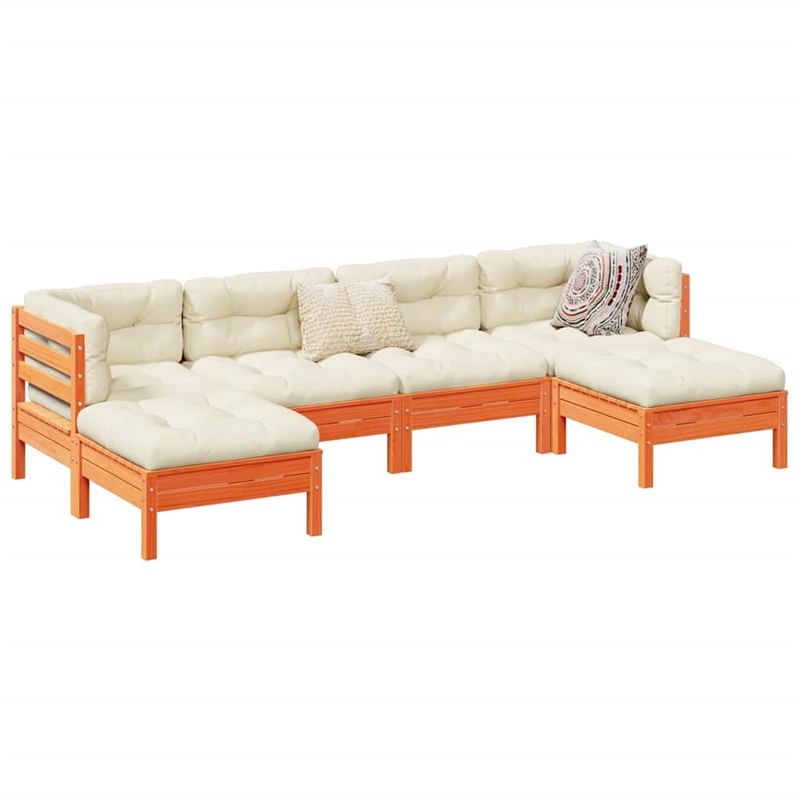 Afuera Living Contemporary Solid Pine Wood Large Sofa Set in Brown