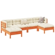 Afuera Living Contemporary Solid Pine Wood Large Sofa Set in Brown