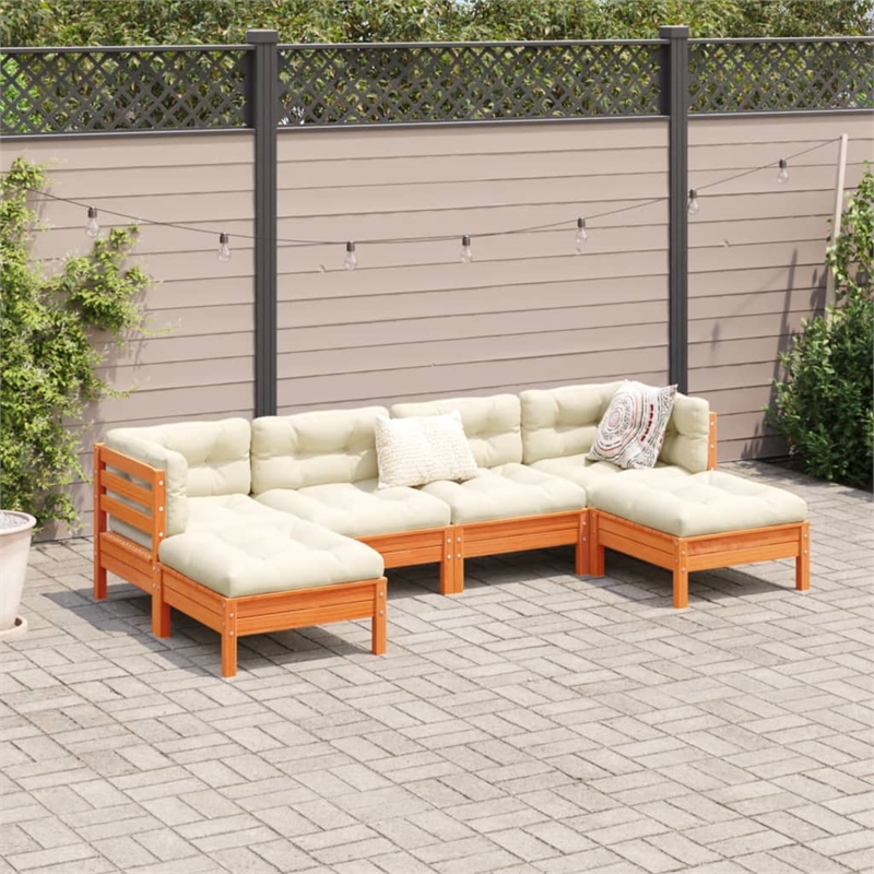 Afuera Living Contemporary Solid Pine Wood Large Sofa Set in Brown