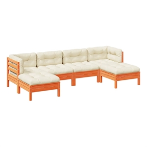 Afuera Living Contemporary Solid Pine Wood Large Sofa Set in Brown