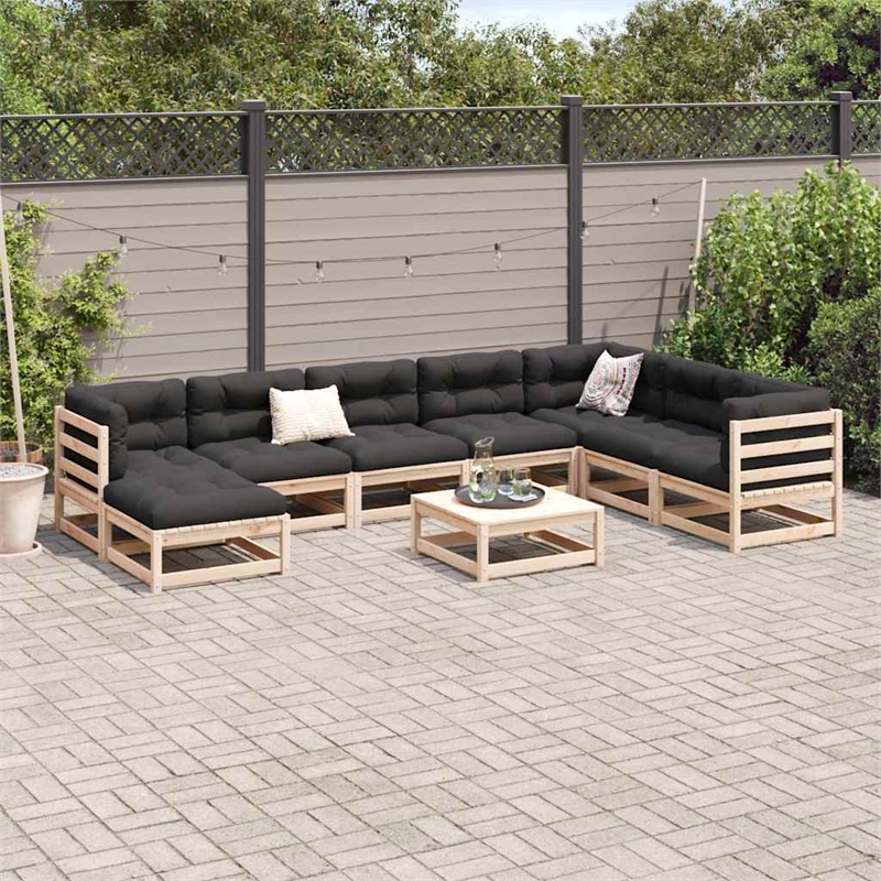 Afuera Living Contemporary 9 Piece Wood Large Sofa Set in Natural