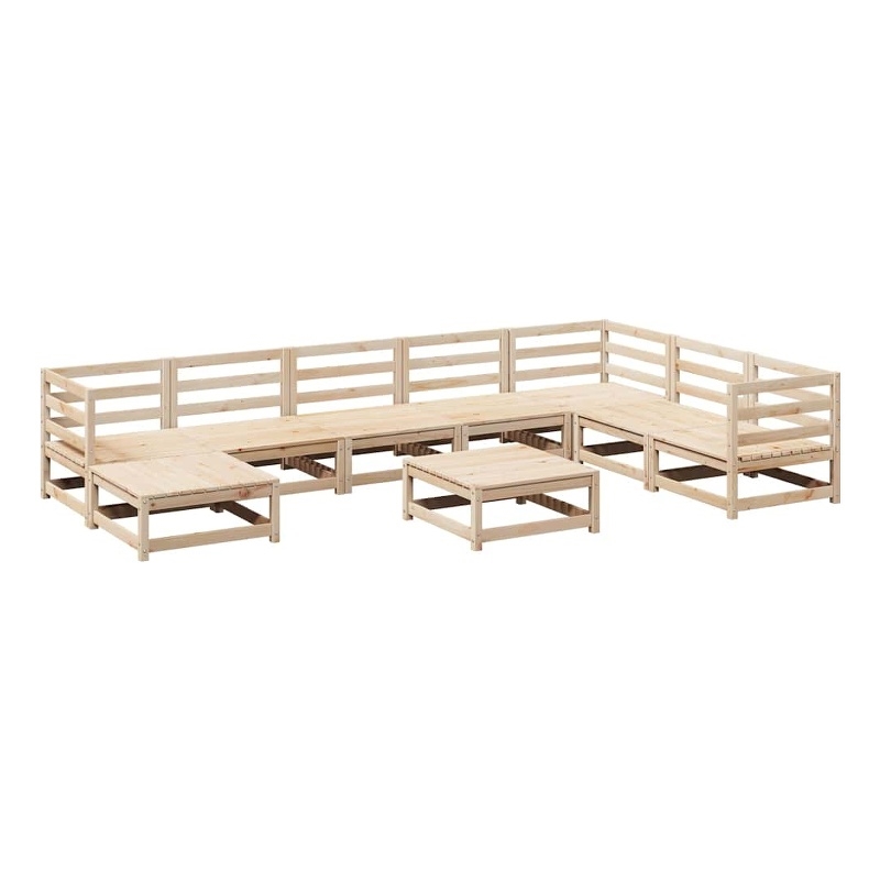 Afuera Living Contemporary 9 Piece Wood Large Sofa Set in Natural