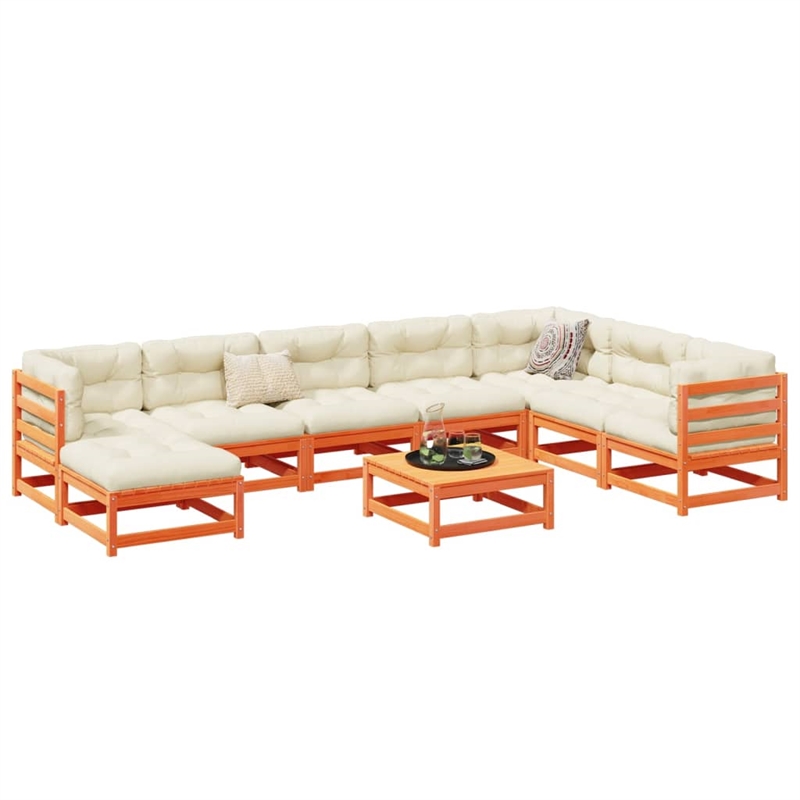 Afuera Living Contemporary Wood Small Sofa Set in Brown/Cream