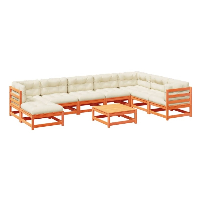 Afuera Living Contemporary Wood Small Sofa Set in Brown/Cream