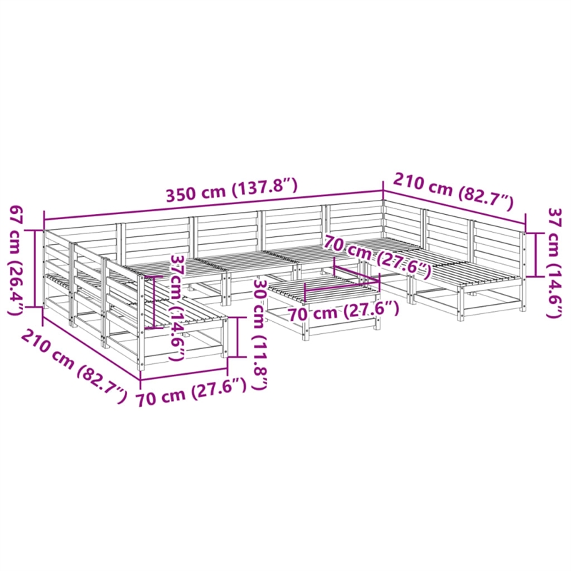 Afuera Living Contemporary Durable Wood Large Sofa Set in Natural
