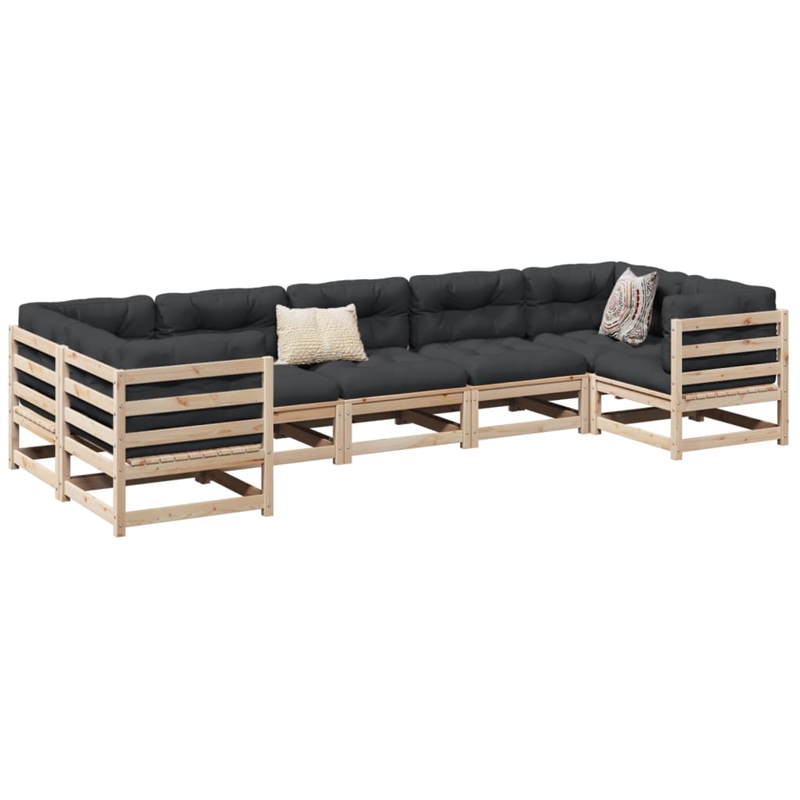 Afuera Living Contemporary 7 Piece Wood Large Sofa Set in Natural