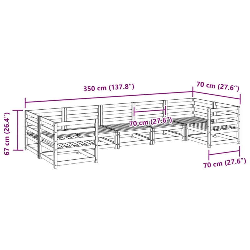 Afuera Living Contemporary 7 Piece Wood Large Sofa Set in Natural