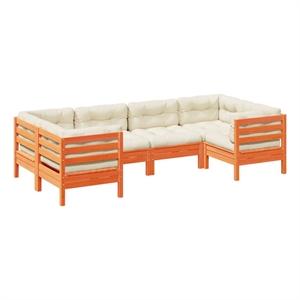 Afuera Living Contemporary Durable 6 Piece Wood Sofa Set in Brown