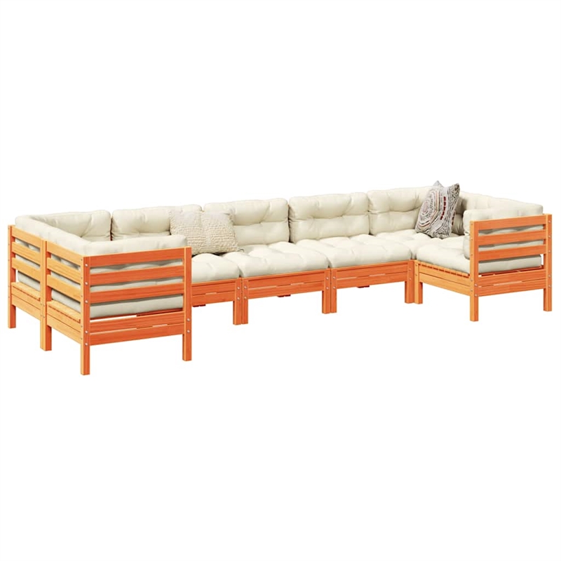 Afuera Living Contemporary Durable Wood Sofa Set in Brown/Cream