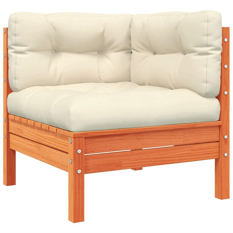 Afuera Living Contemporary Durable Wood Sofa Set in Brown/Cream