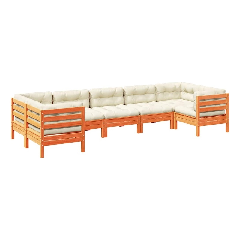 Afuera Living Contemporary Durable Wood Sofa Set in Brown/Cream