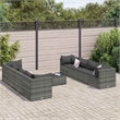 Afuera Living Synthetic Poly Wicker 9 Piece Lounge Set in Gray