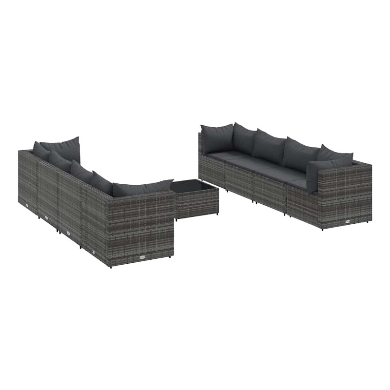 Afuera Living Synthetic Poly Wicker 9 Piece Lounge Set in Gray