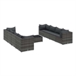 Afuera Living Synthetic Poly Wicker 9 Piece Lounge Set in Gray