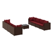 Afuera Living Contemporary 9 Piece Steel Lounge Set in Red/Brown