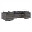 Afuera Living Contemporary 6 Piece Steel Large Lounge Set in Gray
