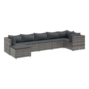 Afuera Living 7 Piece Poly Rattan Lounge Set in Gray/Anthracite