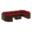Afuera Living Contemporary 10 Piece Patio Sofa Set in Red/Brown