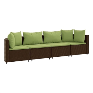 Afuera Living 4 Piece Poly Rattan Patio Sofa Set in Green/Brown