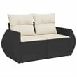 Afuera Living Contemporary Synthetic Poly Rattan 6 Piece Sofa Set in Black/Cream