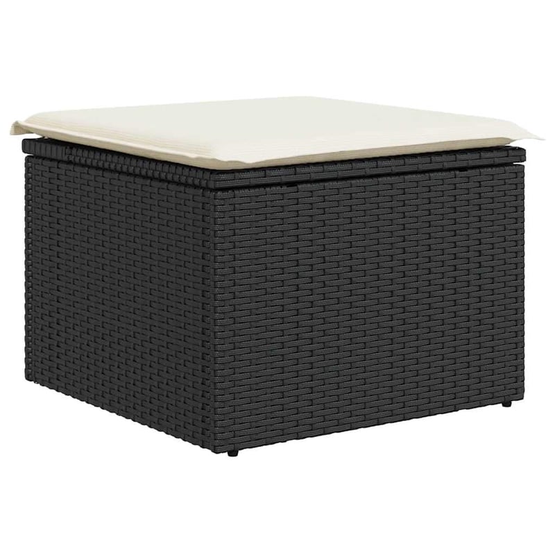 Afuera Living Contemporary Synthetic Poly Rattan 6 Piece Sofa Set in Black/Cream