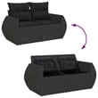 Afuera Living Contemporary Synthetic Poly Rattan 6 Piece Sofa Set in Black/Cream