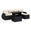 Afuera Living Contemporary Synthetic Poly Rattan 6 Piece Sofa Set in Black/Cream