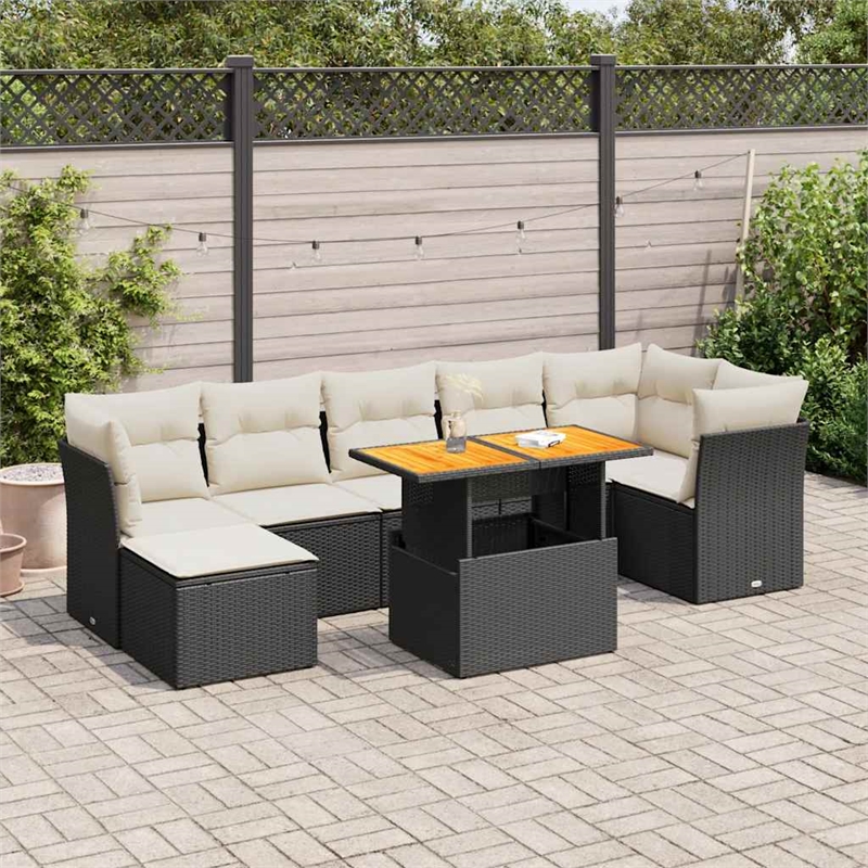 Afuera Living Contemporary 8 Piece Solid Acacia Wood Sofa Set