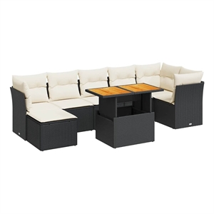 Afuera Living Contemporary 8 Piece Solid Acacia Wood Sofa Set