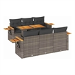Afuera Living Contemporary 7 Piece Solid Acacia Wood Sofa Set in Gray