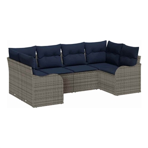 Afuera Living Contemporary Poly Rattan Sofa Set with Cushions in Gray