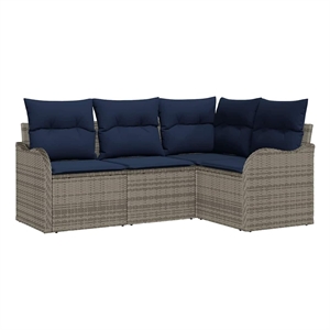 Afuera Living Contemporary Durable Poly Rattan Sofa Set in Gray