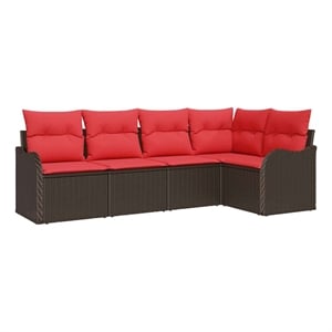 Afuera Living Contemporary Durable Poly Rattan Sofa Set in Brown