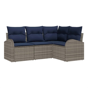 Afuera Living Contemporary Durable Poly Rattan Sofa Set in Gray