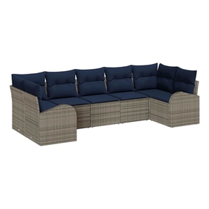 Afuera Living Contemporary Poly Rattan Sofa Set with Cushions in Gray