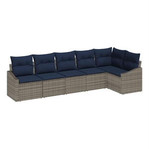 Afuera Living Contemporary Poly Rattan Sofa Set with Cushions in Gray