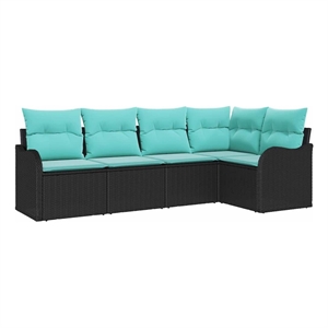 Afuera Living Contemporary Durable Poly Rattan Sofa Set in Black