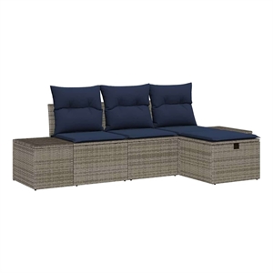 Afuera Living Contemporary Poly Rattan Sofa Set with Cushions in