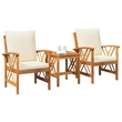 Afuera Living Contemporary Solid Acacia Wood Sofa Set in Natural