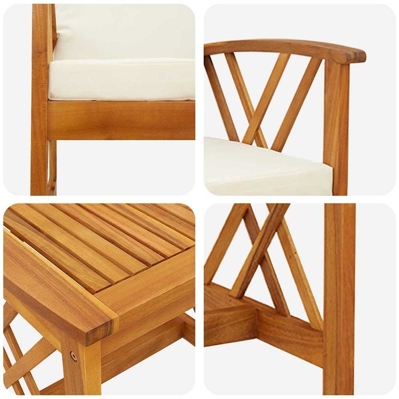Afuera Living Contemporary Solid Acacia Wood Sofa Set in Natural