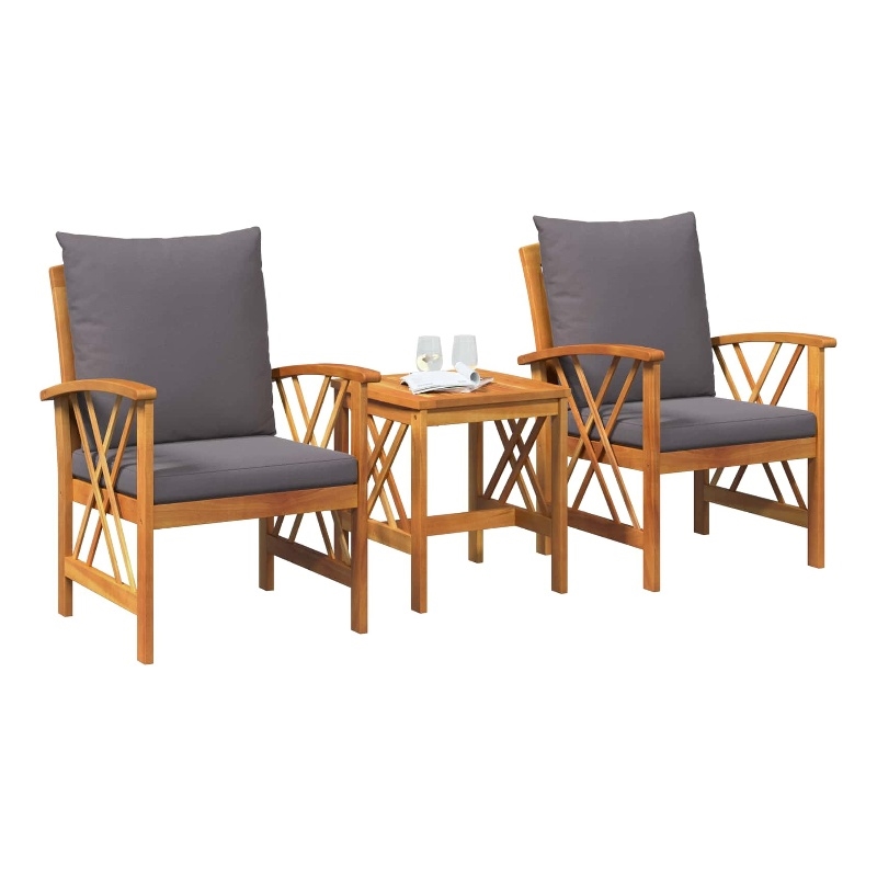 Afuera Living Contemporary Solid Acacia Wood Sofa Set in Natural