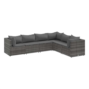 Afuera Living Contemporary Synthetic Poly Rattan 6 Piece  Lounge Set in Gray